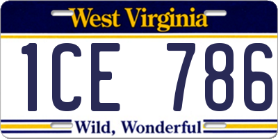 WV license plate 1CE786