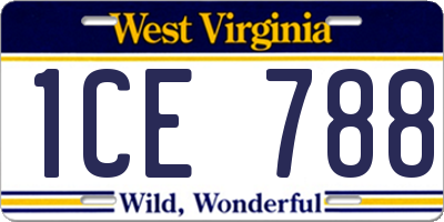 WV license plate 1CE788