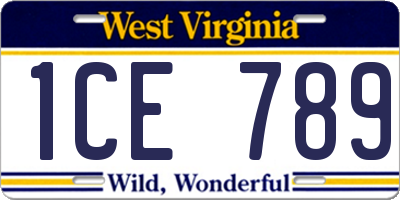 WV license plate 1CE789