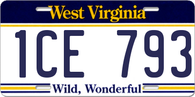 WV license plate 1CE793