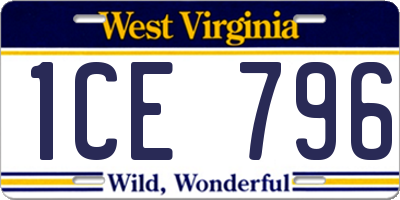WV license plate 1CE796