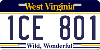 WV license plate 1CE801