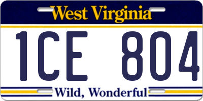 WV license plate 1CE804