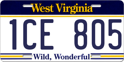 WV license plate 1CE805