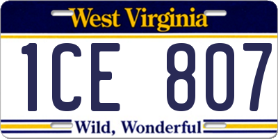 WV license plate 1CE807