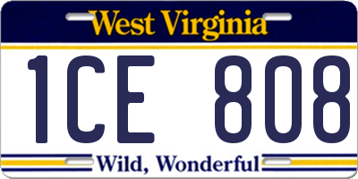 WV license plate 1CE808
