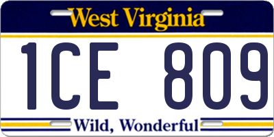 WV license plate 1CE809