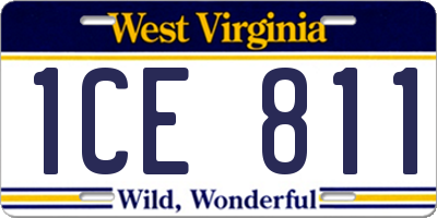 WV license plate 1CE811