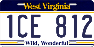 WV license plate 1CE812