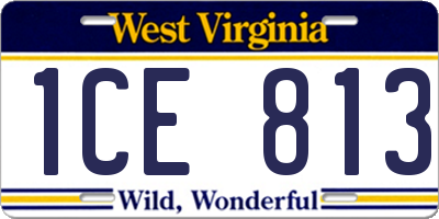 WV license plate 1CE813