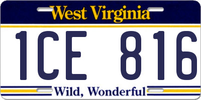 WV license plate 1CE816