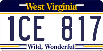 WV license plate 1CE817