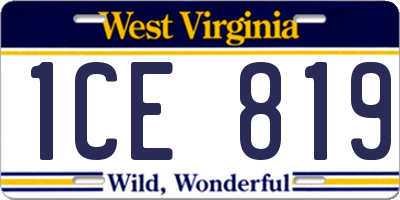 WV license plate 1CE819