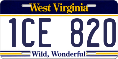 WV license plate 1CE820