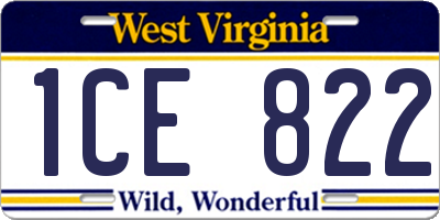 WV license plate 1CE822