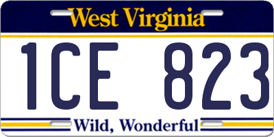 WV license plate 1CE823