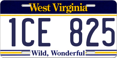 WV license plate 1CE825