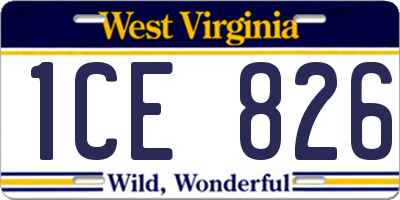 WV license plate 1CE826