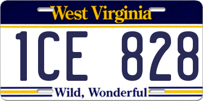WV license plate 1CE828