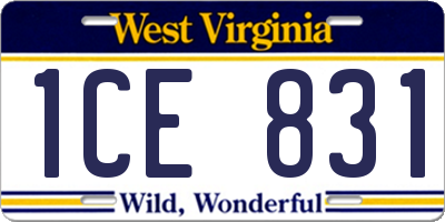 WV license plate 1CE831