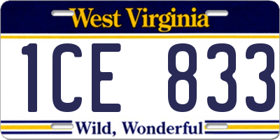 WV license plate 1CE833