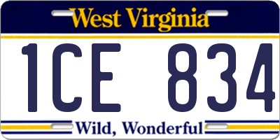 WV license plate 1CE834