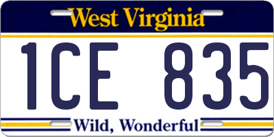 WV license plate 1CE835