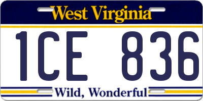 WV license plate 1CE836