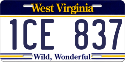 WV license plate 1CE837