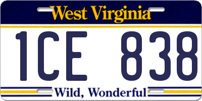 WV license plate 1CE838
