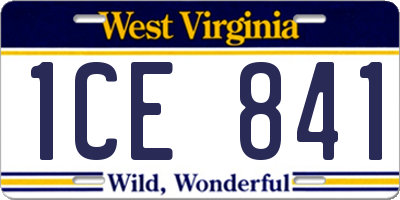WV license plate 1CE841