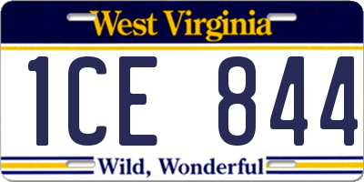 WV license plate 1CE844