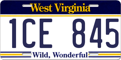 WV license plate 1CE845