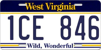WV license plate 1CE846