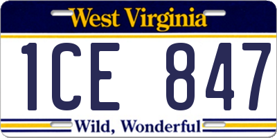 WV license plate 1CE847