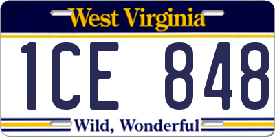 WV license plate 1CE848