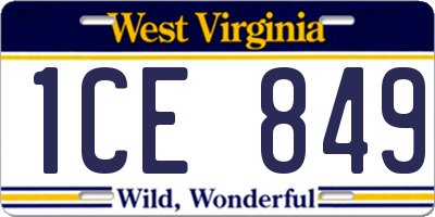 WV license plate 1CE849