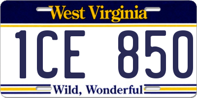 WV license plate 1CE850