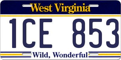 WV license plate 1CE853