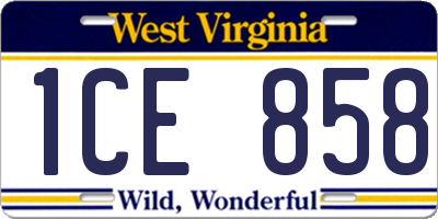 WV license plate 1CE858