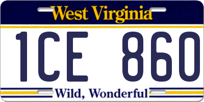 WV license plate 1CE860