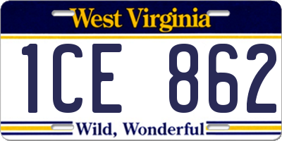 WV license plate 1CE862