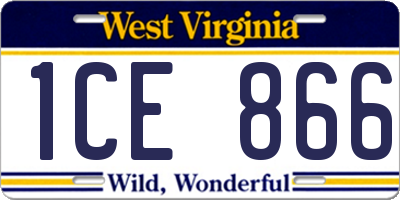 WV license plate 1CE866