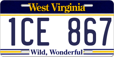 WV license plate 1CE867