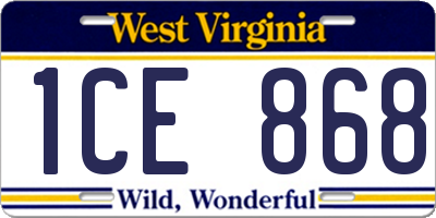 WV license plate 1CE868