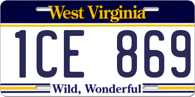 WV license plate 1CE869