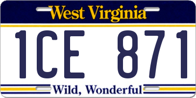 WV license plate 1CE871