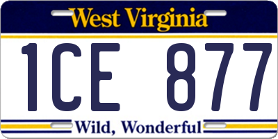 WV license plate 1CE877