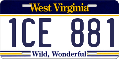 WV license plate 1CE881