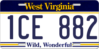 WV license plate 1CE882